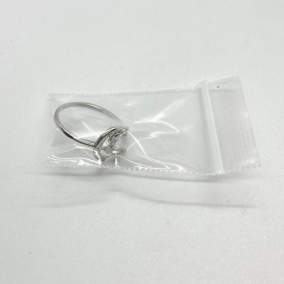 Adjustable Silver Tone Crescent Moon Witch Ring with CZ Stone - Picture 9 of 9